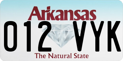 AR license plate 012VYK