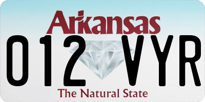 AR license plate 012VYR
