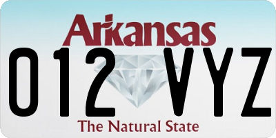 AR license plate 012VYZ