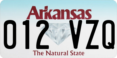 AR license plate 012VZQ