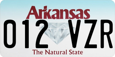 AR license plate 012VZR