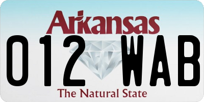 AR license plate 012WAB