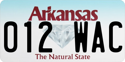 AR license plate 012WAC