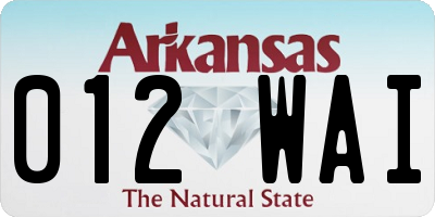 AR license plate 012WAI