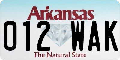AR license plate 012WAK
