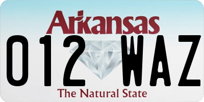 AR license plate 012WAZ
