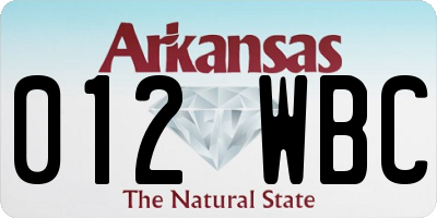 AR license plate 012WBC