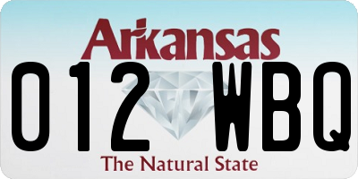 AR license plate 012WBQ