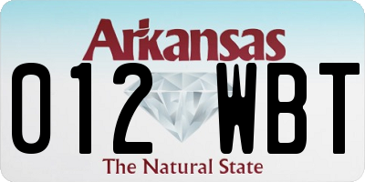 AR license plate 012WBT