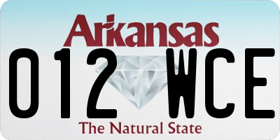 AR license plate 012WCE