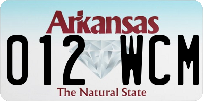 AR license plate 012WCM