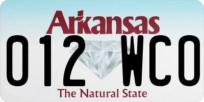 AR license plate 012WCO