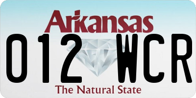 AR license plate 012WCR