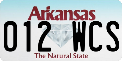 AR license plate 012WCS