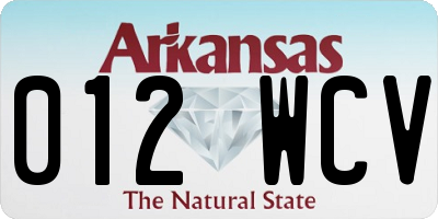 AR license plate 012WCV