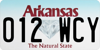 AR license plate 012WCY