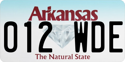 AR license plate 012WDE