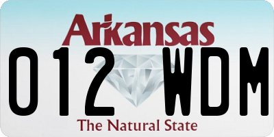 AR license plate 012WDM