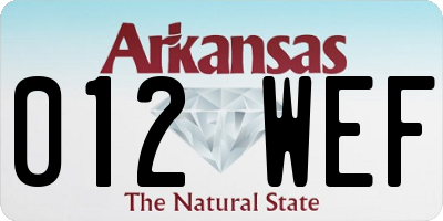 AR license plate 012WEF