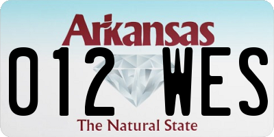 AR license plate 012WES