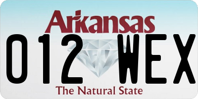 AR license plate 012WEX