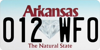AR license plate 012WFO