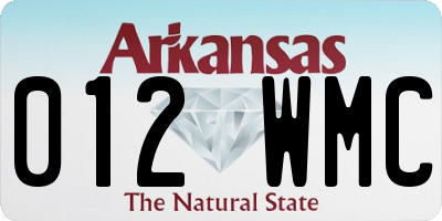 AR license plate 012WMC