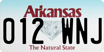 AR license plate 012WNJ