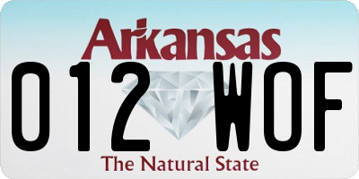 AR license plate 012WOF