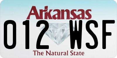 AR license plate 012WSF