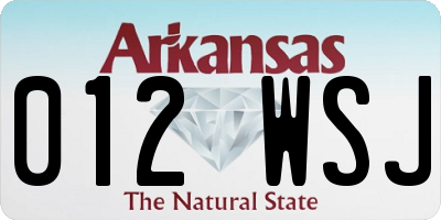 AR license plate 012WSJ
