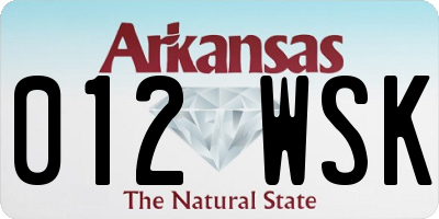 AR license plate 012WSK