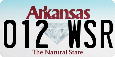 AR license plate 012WSR