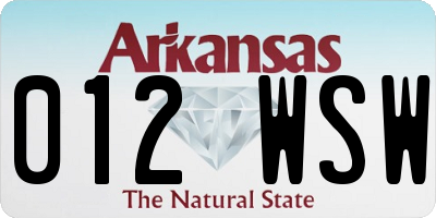 AR license plate 012WSW