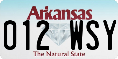 AR license plate 012WSY