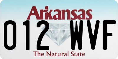 AR license plate 012WVF