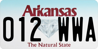 AR license plate 012WWA