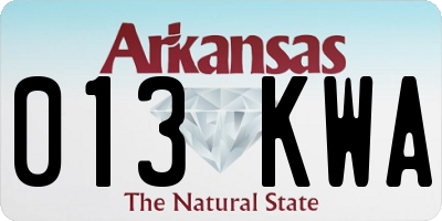 AR license plate 013KWA