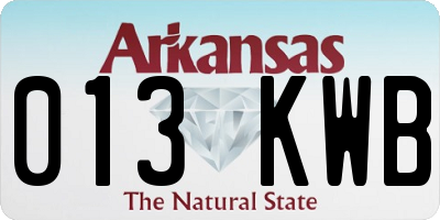 AR license plate 013KWB