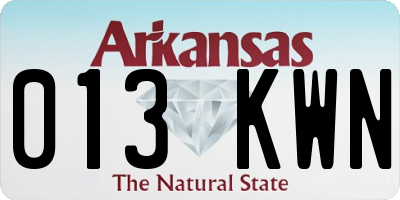 AR license plate 013KWN