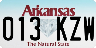 AR license plate 013KZW