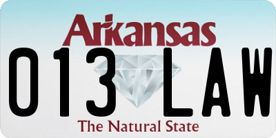 AR license plate 013LAW