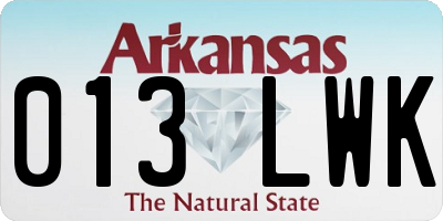 AR license plate 013LWK
