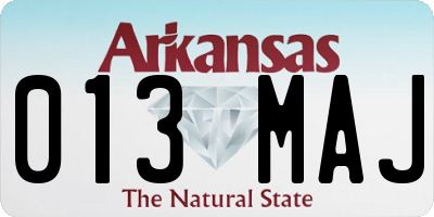 AR license plate 013MAJ