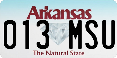 AR license plate 013MSU