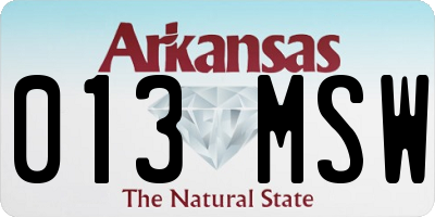 AR license plate 013MSW