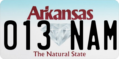 AR license plate 013NAM