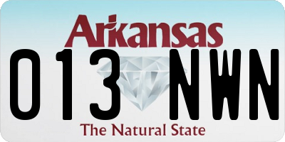 AR license plate 013NWN