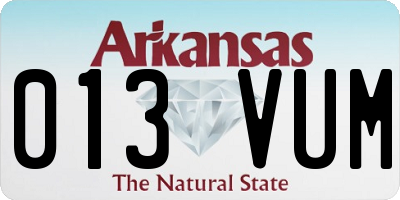 AR license plate 013VUM