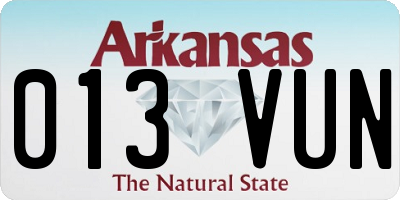 AR license plate 013VUN